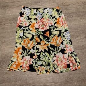Talbots Pure Silk Floral Midi Skirt Size 6